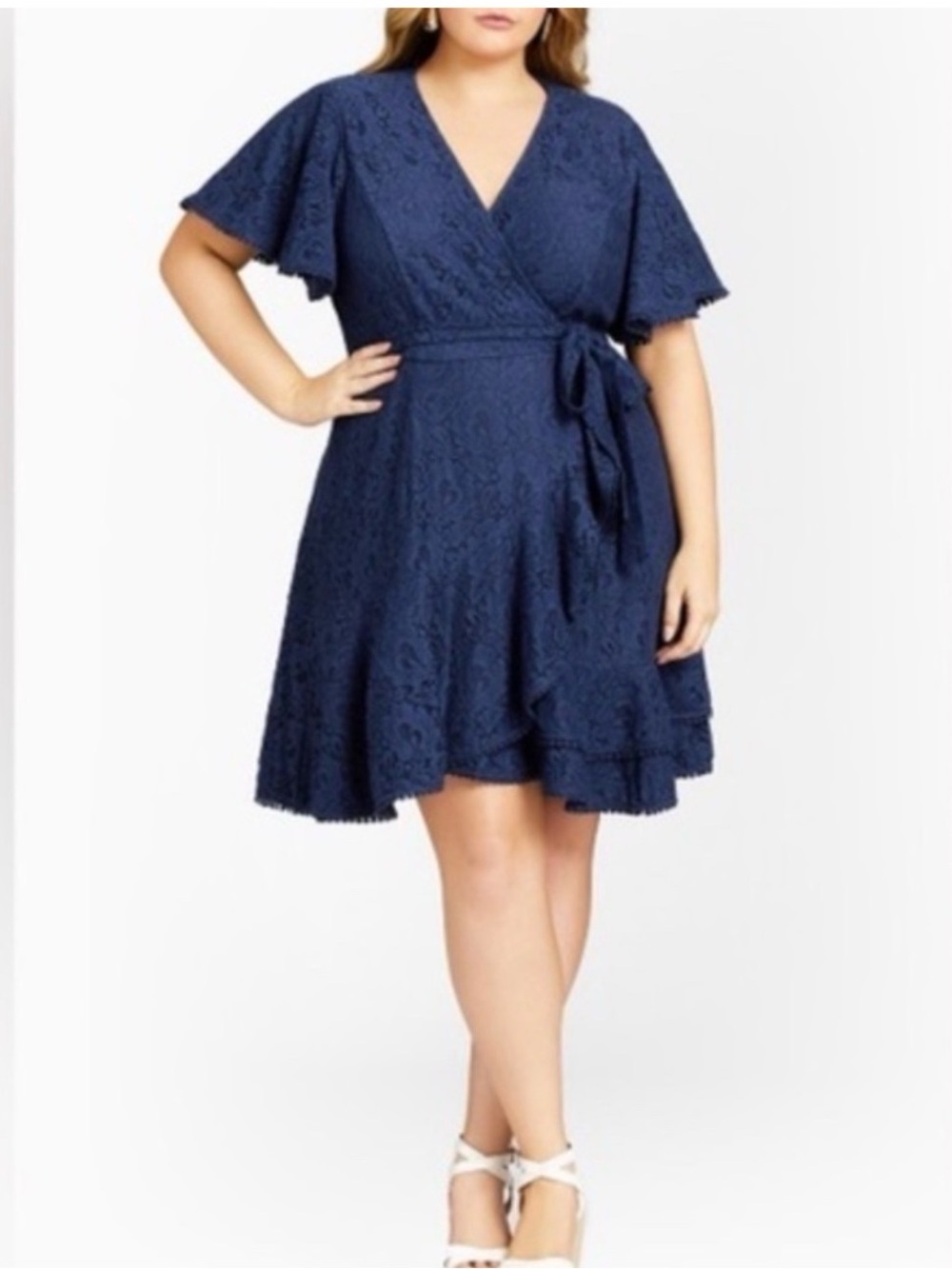 City Chic Sweet Luv Navy Lace Dress SZ M/18 NEW NWT